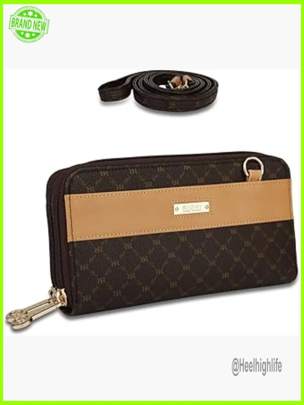 Dual Zip Wallet Organizer with Detachable Strap and Coin Holder